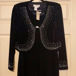 Coldwater Creek Bolero beaded Velour Jacket Dress